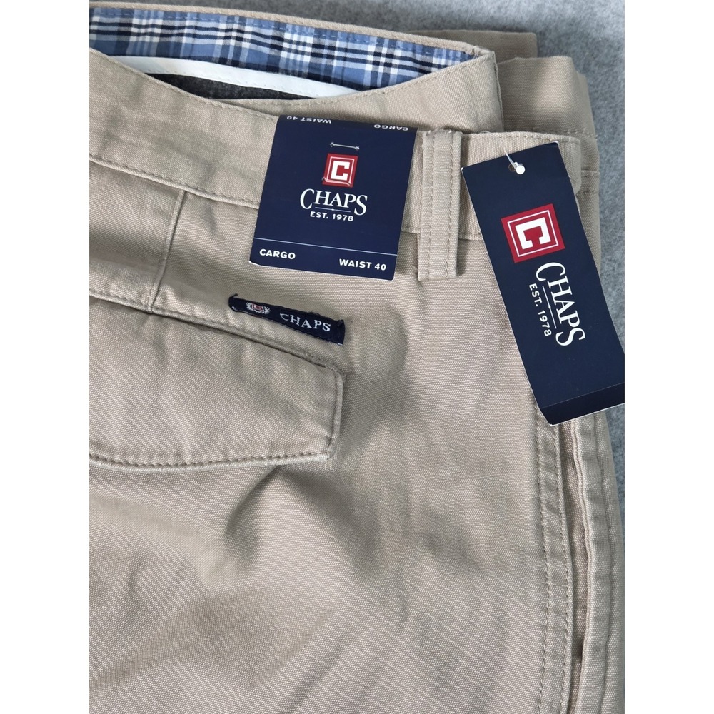 Chaps Canvas Cargo Shorts‎ Men's 40 Preppy Beige Pockets Comfort Cotton NEW